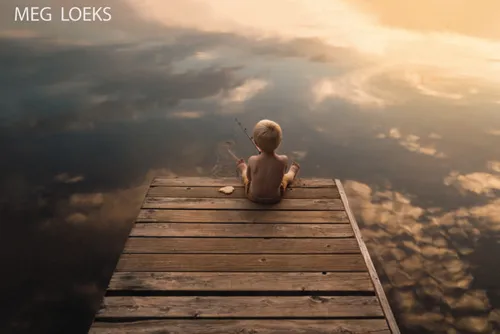Servizi fotografici bambini al lago sul pontile