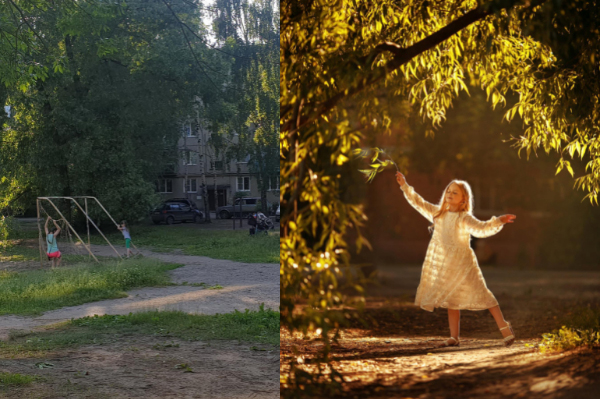 trovare la location giusta per un ritratto  bimba in controluce con abito boho