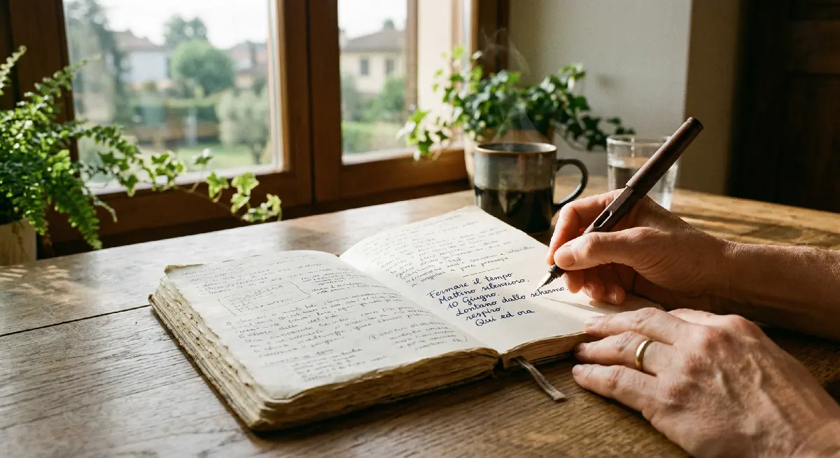 scrivere appunti a mano su un diario