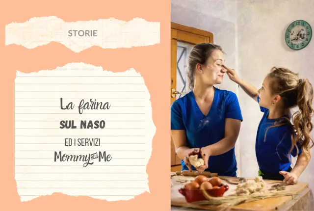 la farina sul naso - una bimba ed una madre che si sporcano di farina mentre impastano
