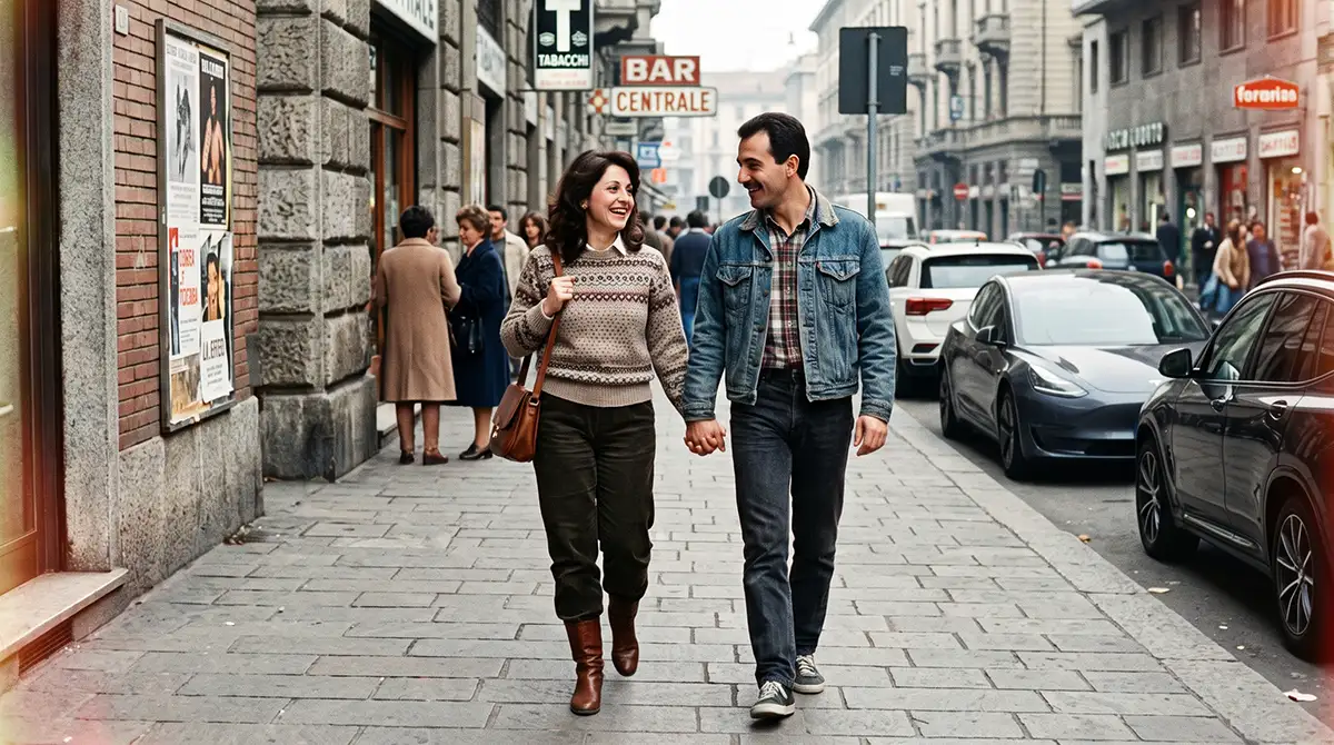 coppia a milano in stile vintage
